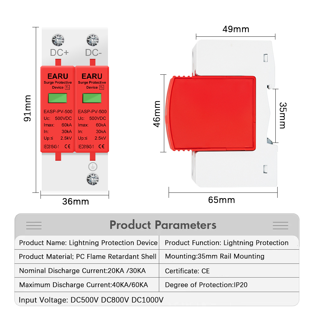 EARU 2P DC SPD Aşırı Gerilim K - Ac Surge Protector incelemesi ve fiyatı